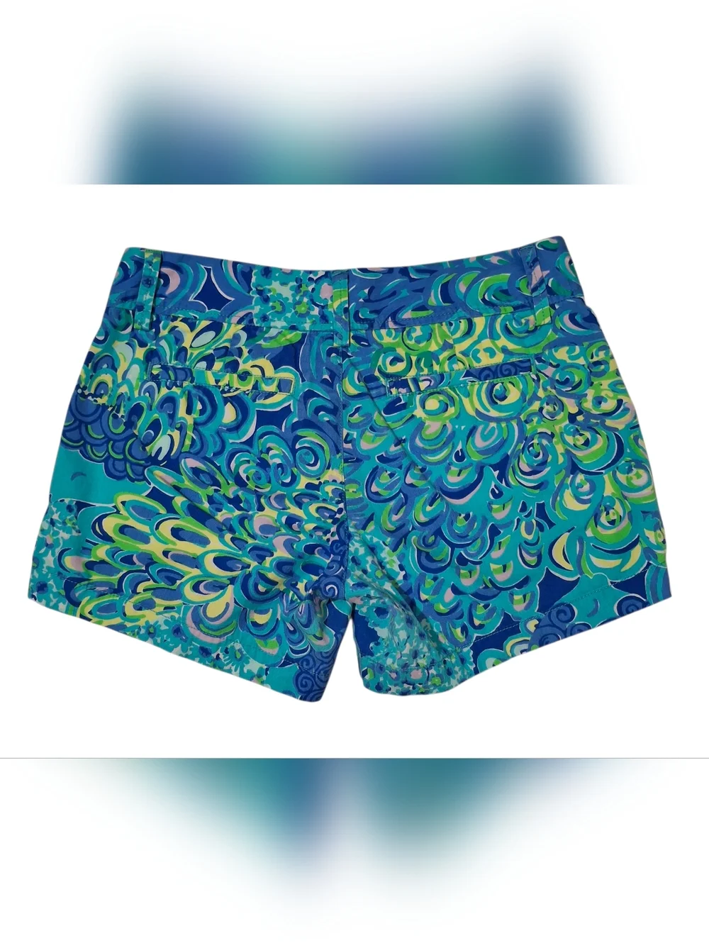 Lilly Pulitzer Callahan Lilly's Lagoon Print Flat Front Low Rise Shorts Size 0